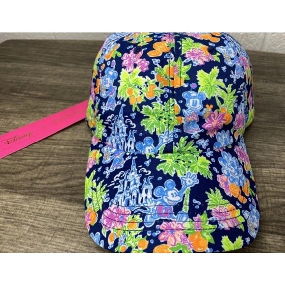 Disney Parks Lilly Pulitzer Dreamin Hat Baseball Cap Pink Minnie Daisy Castle - Picture 3 of 4